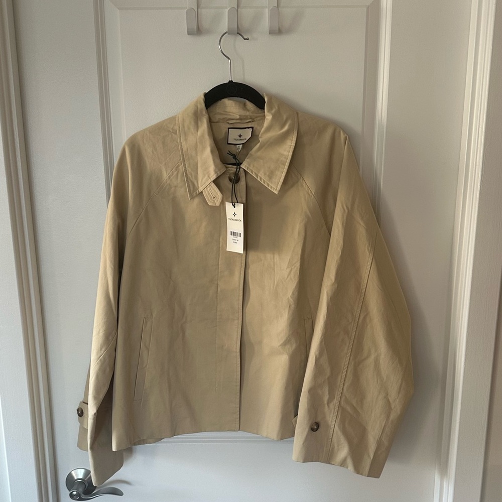 Drew Cropped Khaki Trench Coat